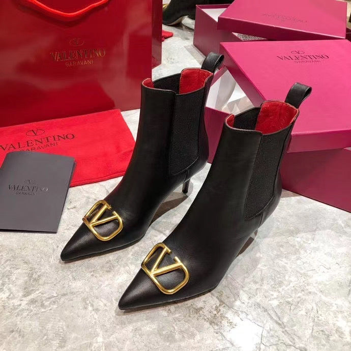 V Logo Ankle Boots