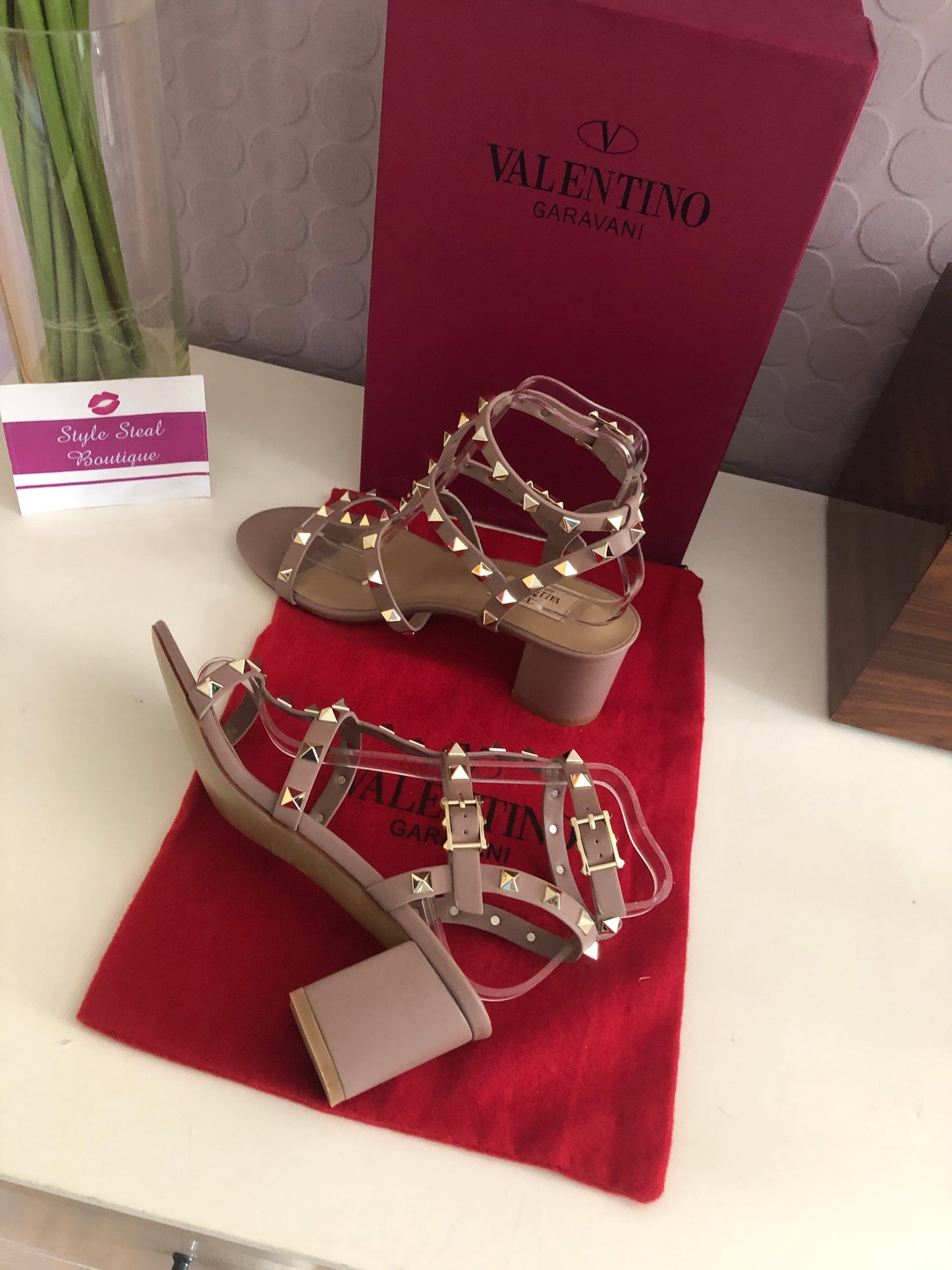 Rockstud Block Heel Sandals