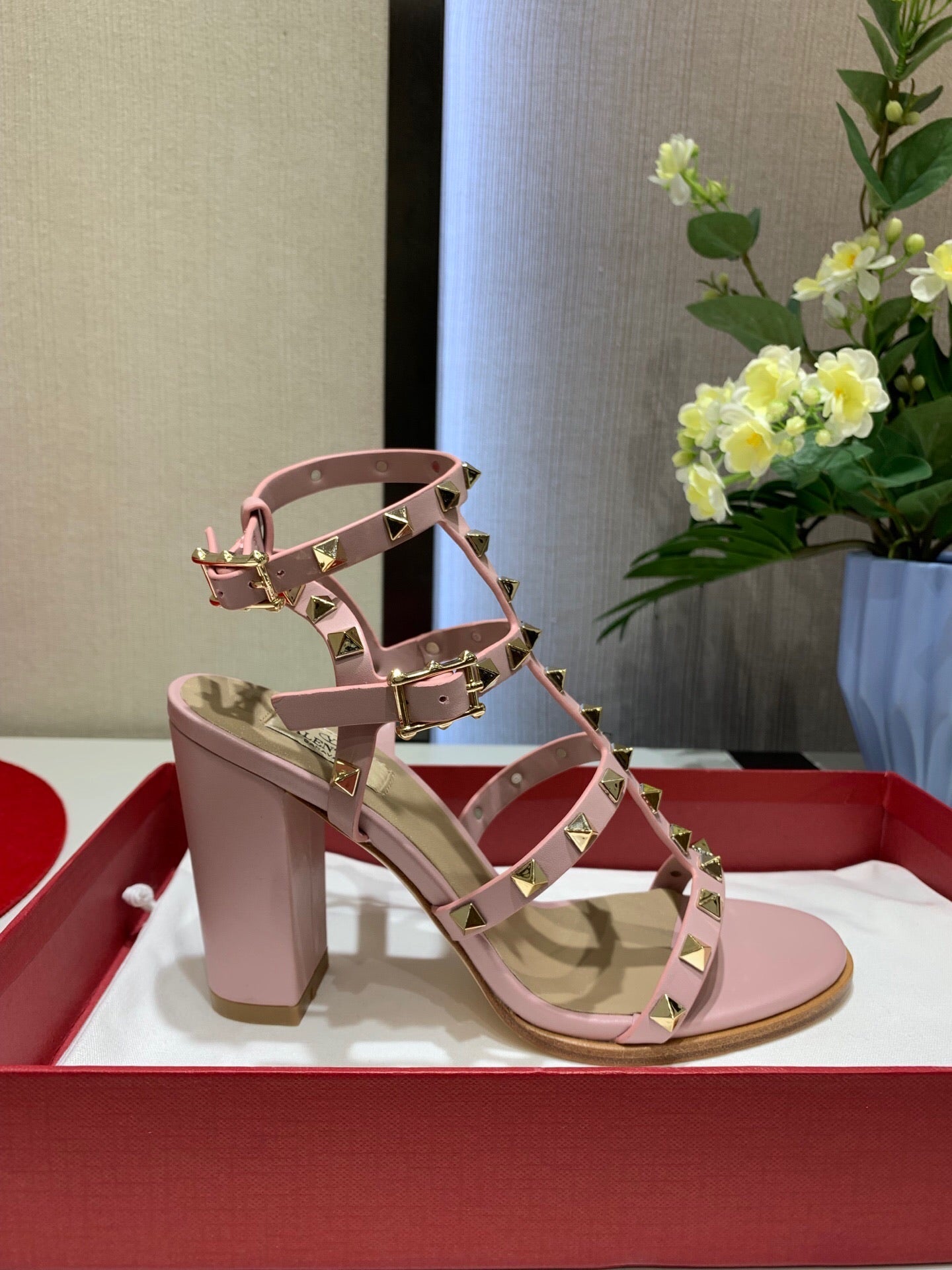 Rockstud Block Heel Sandals